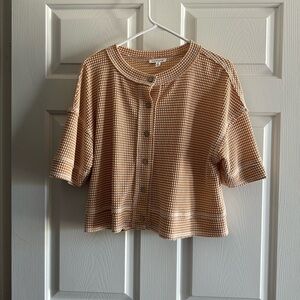 Blu Pepper Tan and White Textured Knit Top